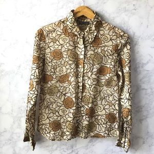Banana Republic Brown Floral Button Down Blouse